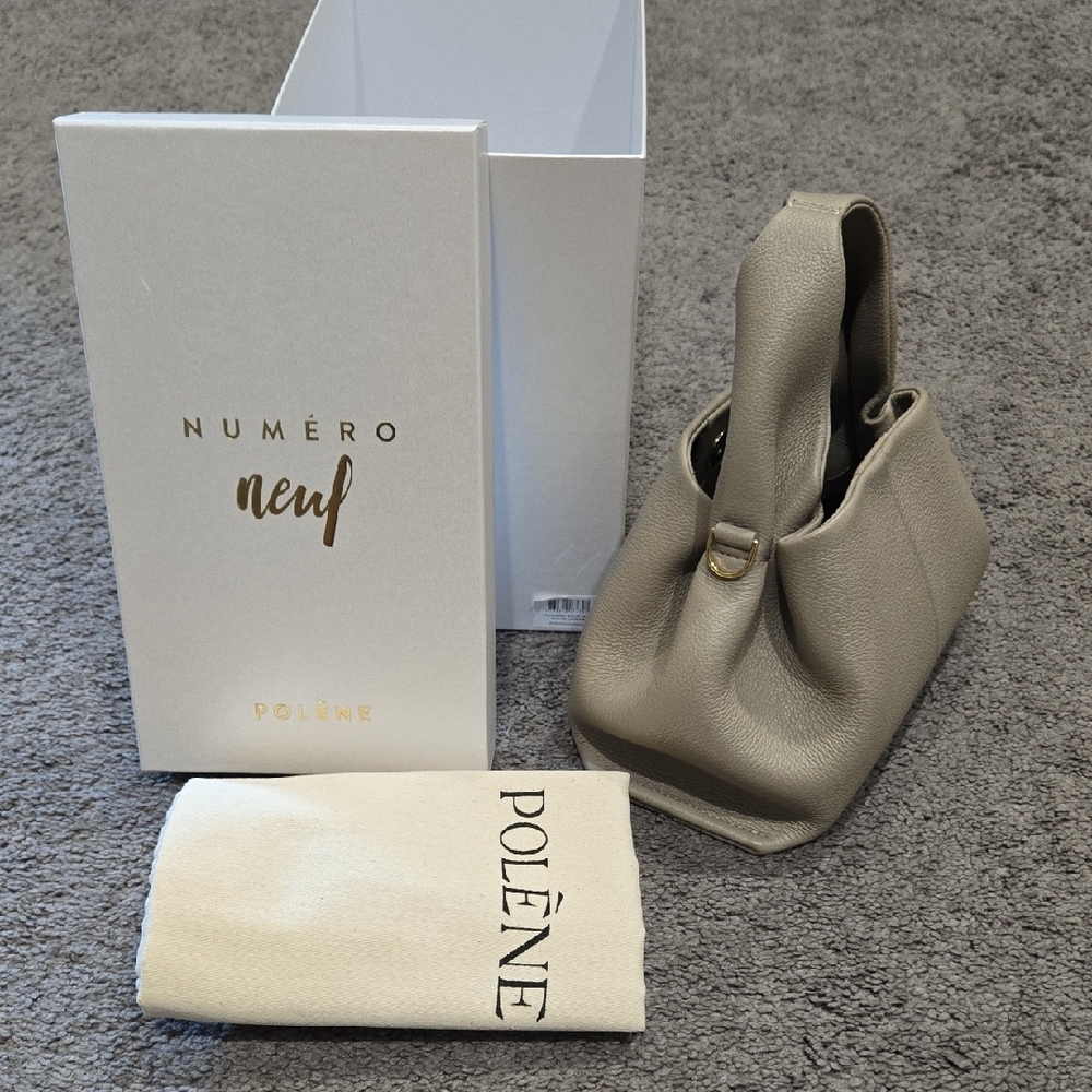 Polene Numero Neuf MINI Bag in Taupe With Gold Accents